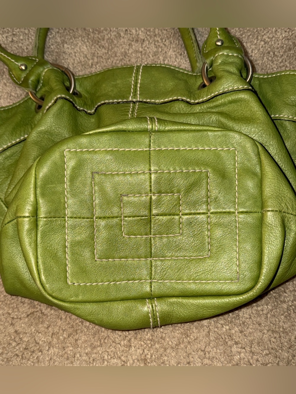 Tignanello Green Leather Shoulder Tote (EUC) - Picture 3 of 16